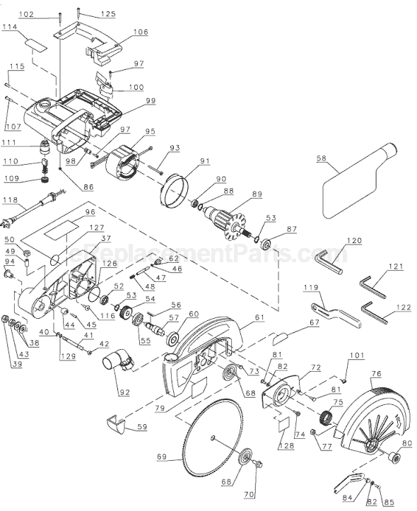 Page A Diagram and Parts List for BT1500 Type 1 Black and Decker Miter Saw